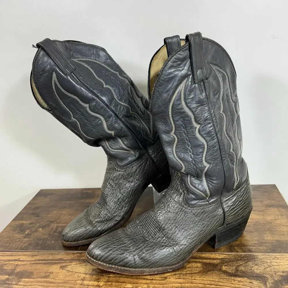 Abilene Shark Skin Western Cowboy Boots Grey Mens Size 11.5 D USA Made